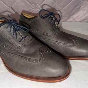 Cole Haan Gray Leather Oxfords with Blue Laces